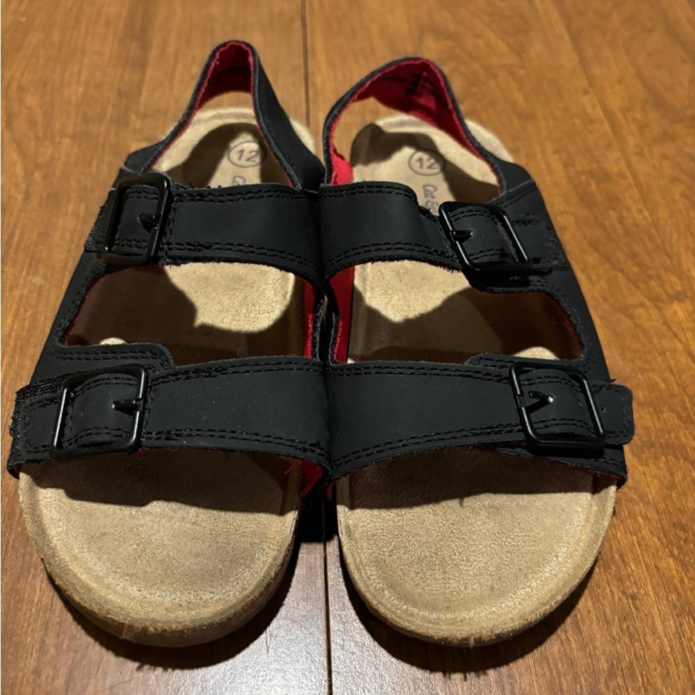 Cat & Jack black sandals sz 12 boys